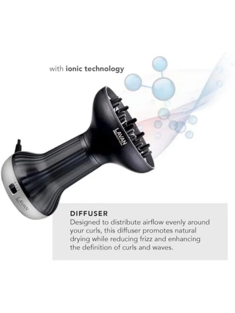 Ionic Hair Dryer for Curly Hair - Adjustable Heat & Speed, Lightweight